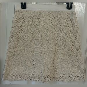 Ann Taylor LOFT cream crochet skirt, 2 Petite